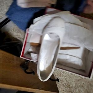 White cloth dress flats